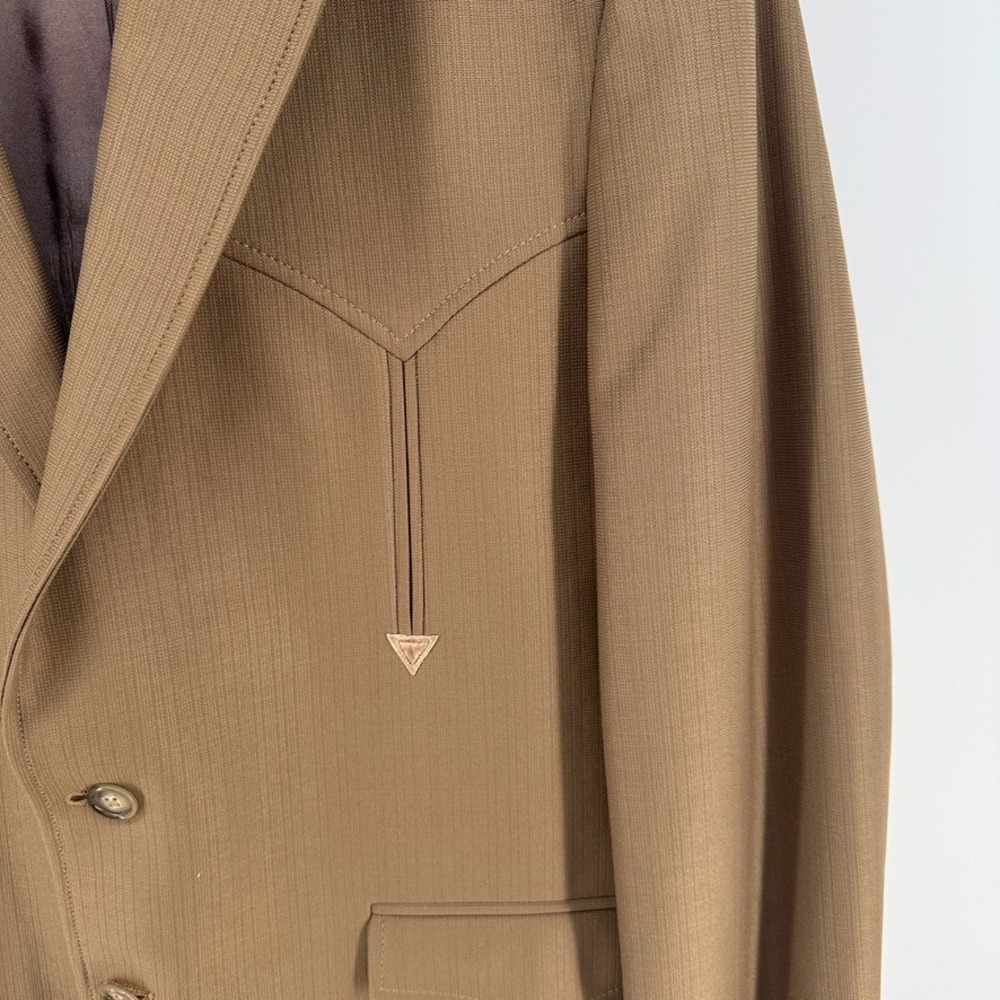 Circle S Western Blazer Mens 42R Tan Sport Coat Cowboy Ranch Jacket Embroidered - Picture 5 of 14